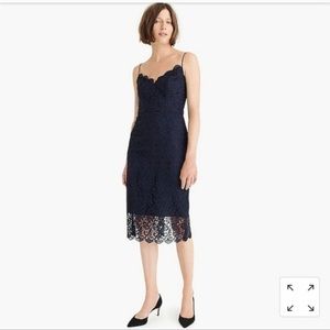 J. Crew Guipure Lace Spaghetti Strap Dress, Navy size 6